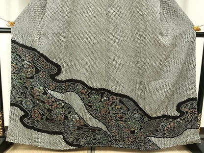 平和屋着物●訪問着　総刺繍　流水花文　金彩　正絹　逸品　未使用　AABI1400fy