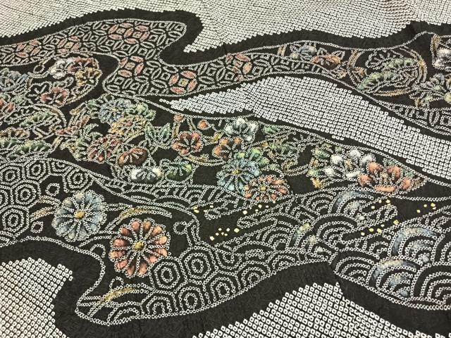 平和屋着物●訪問着　総刺繍　流水花文　金彩　正絹　逸品　未使用　AABI1400fy
