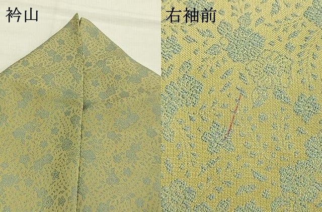 平和屋着物●お召　草花文　正絹　逸品　AABI1401fy