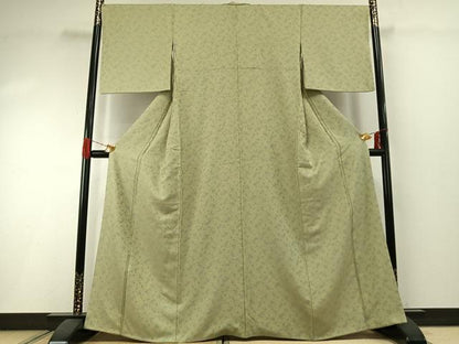 平和屋着物●お召　草花文　正絹　逸品　AABI1401fy