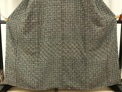 平和屋着物●訪問着　総絞り　花丸文　黒地　金彩　正絹　逸品　AABI1402fy