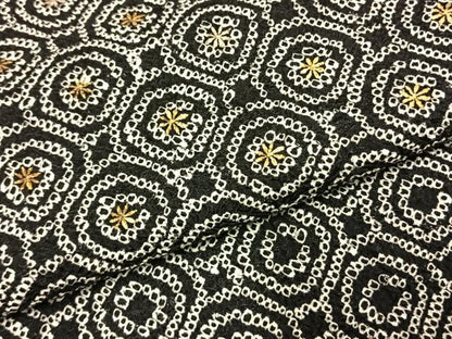 平和屋着物●訪問着　総絞り　花丸文　黒地　金彩　正絹　逸品　AABI1402fy