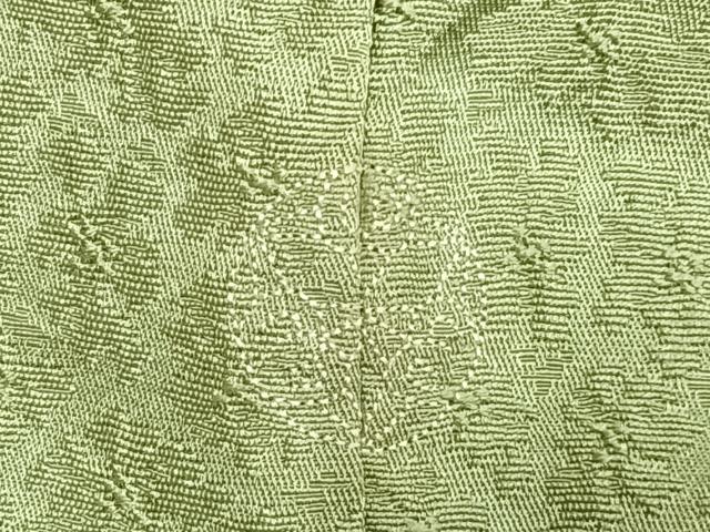 平和屋着物●上質な色無地　花尽くし地紋　若菜色　正絹　逸品　AABI1403fy
