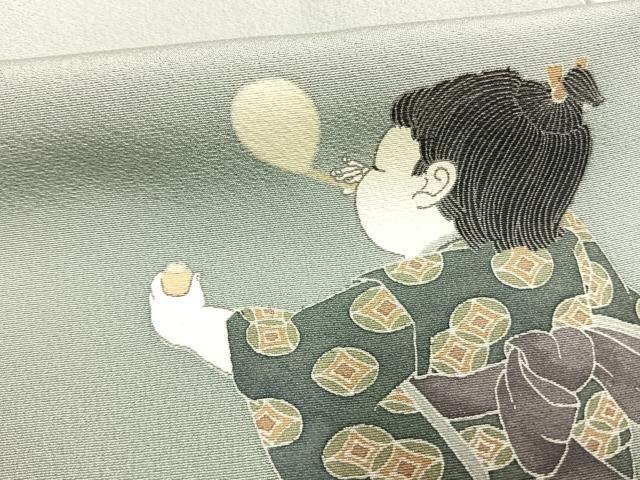 平和屋着物●十日町友禅作家　関口遼一　訪問着　人物花文　暈し染め　正絹　逸品　AABI1404fy