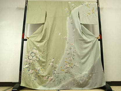 平和屋着物●訪問着　友禅　枝花文　暈し染め　正絹　逸品　AABI1405fy