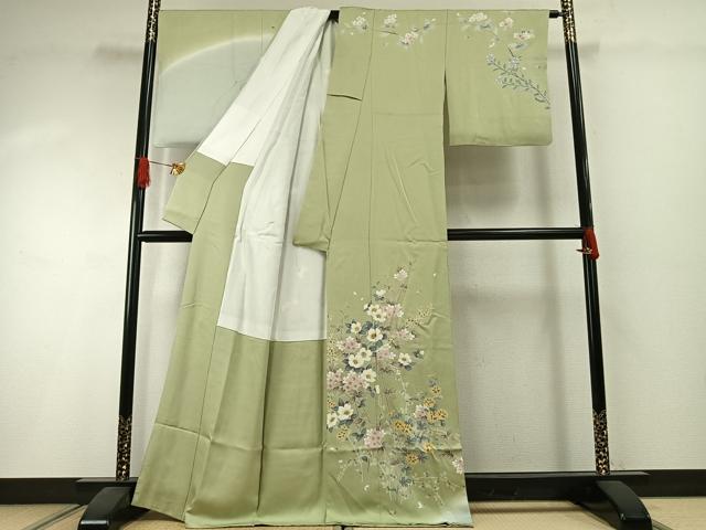 平和屋着物●訪問着　友禅　枝花文　暈し染め　正絹　逸品　AABI1405fy