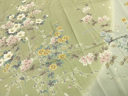 平和屋着物●訪問着　友禅　枝花文　暈し染め　正絹　逸品　AABI1405fy