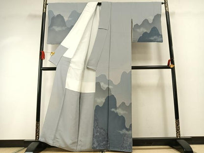 平和屋着物●訪問着　作家物　絞り　風景文　暈し染め　正絹　逸品　AABI1406fy