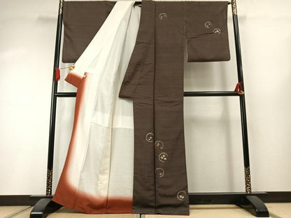 平和屋着物●訪問着　紬地　作家物　絞り　丸文　金糸　鈴乃屋扱い　正絹　逸品　AABI1407fy