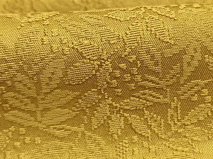 平和屋着物●上質な色無地　草花地紋　芥子色　正絹　逸品　AABI1411fy