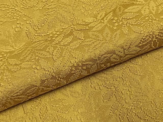 平和屋着物●上質な色無地　草花地紋　芥子色　正絹　逸品　AABI1411fy