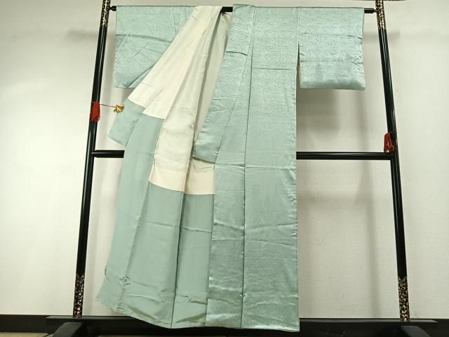 平和屋着物●無地絵羽訪問着　樹林地紋　青磁鼠色　正絹　逸品　AABI1412fy