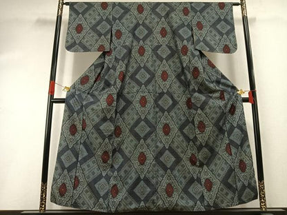平和屋着物●本場大島紬　花菱　割り込み絣　正絹　逸品　AABI1414fy