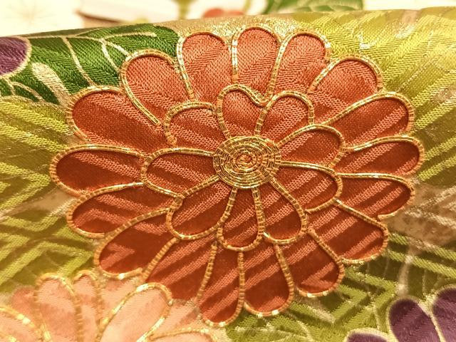 平和屋着物●豪華振袖　駒刺繍　御所車花文　金彩　正絹　逸品　AABI1416fy