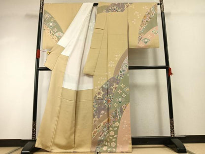 平和屋着物●訪問着　友禅　駒刺繍　吉祥花文　金彩　正絹　逸品　AABI1417fy
