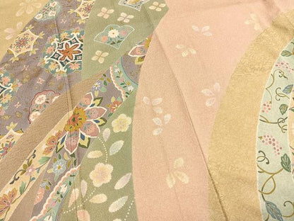 平和屋着物●訪問着　友禅　駒刺繍　吉祥花文　金彩　正絹　逸品　AABI1417fy