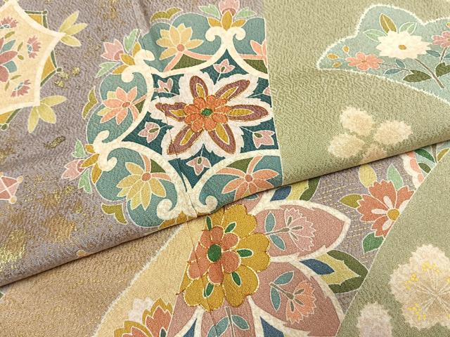 平和屋着物●訪問着　友禅　駒刺繍　吉祥花文　金彩　正絹　逸品　AABI1417fy