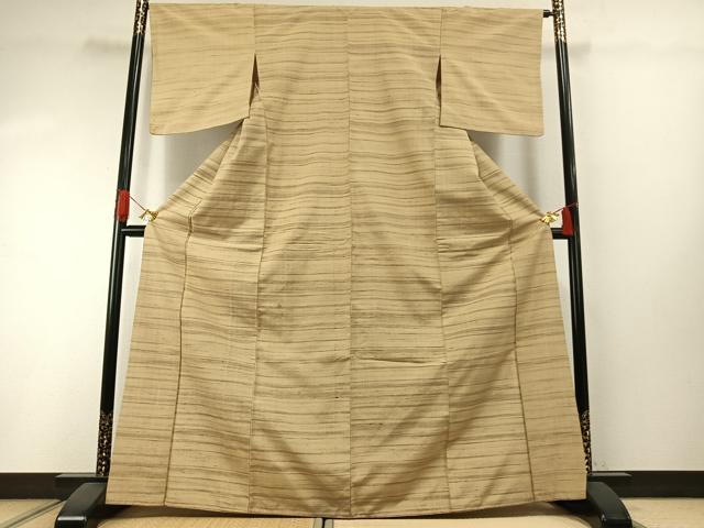 平和屋着物●上質な紬　横縞　正絹　逸品　AABI1420fy