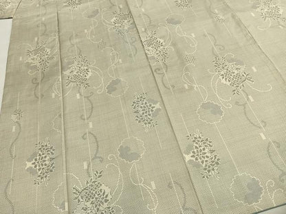 平和屋着物●本場大島紬　白大島　カタス7マルキ　草花文　正絹　逸品　AABI1422fy
