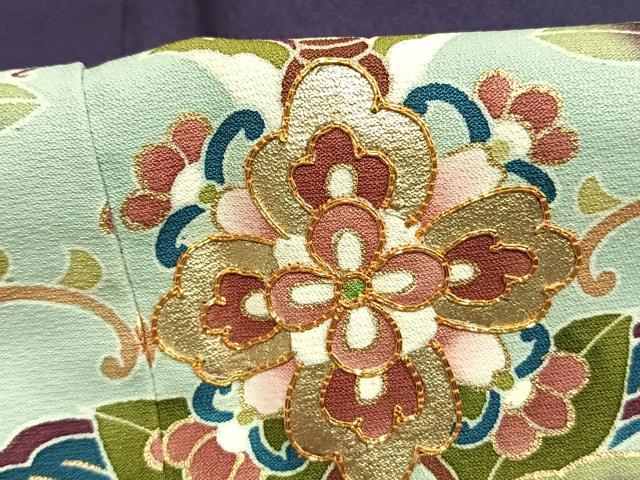 平和屋着物●色留訪問着　友禅　駒刺繍　吉祥花文　金彩　正絹　逸品　AABI1427fy