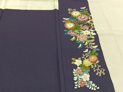平和屋着物●色留訪問着　友禅　駒刺繍　吉祥花文　金彩　正絹　逸品　AABI1427fy