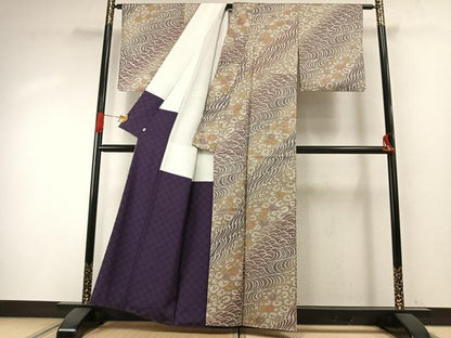 平和屋着物●本場大島紬　染大島　作家物　幾何学文様　正絹　逸品　AABI1429fy