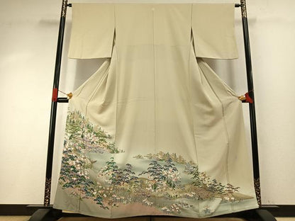 平和屋着物●豪華色留袖　友禅　作家物　松竹梅　風景文　暈し染め　正絹　逸品　AABI1430fy