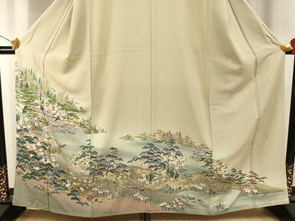 平和屋着物●豪華色留袖　友禅　作家物　松竹梅　風景文　暈し染め　正絹　逸品　AABI1430fy