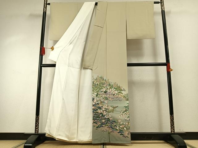 平和屋着物●豪華色留袖　友禅　作家物　松竹梅　風景文　暈し染め　正絹　逸品　AABI1430fy