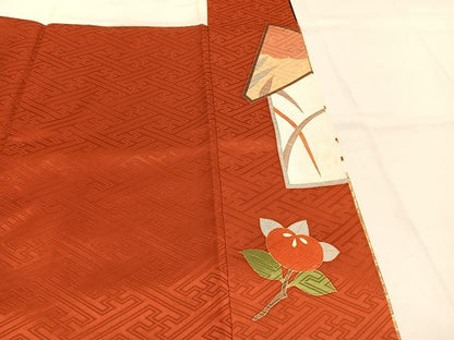 平和屋着物●豪華振袖　駒刺繍　御所車花鳥文　黒地　金彩　正絹　逸品　AABI1431fy