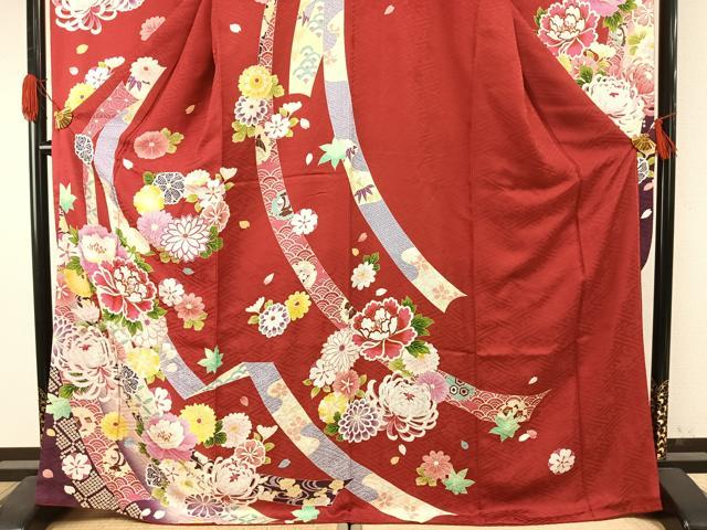 平和屋着物●豪華振袖　草花文　暈し染め　正絹　逸品　AABI1432fy