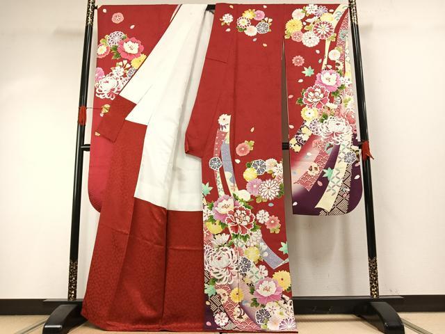 平和屋着物●豪華振袖　草花文　暈し染め　正絹　逸品　AABI1432fy