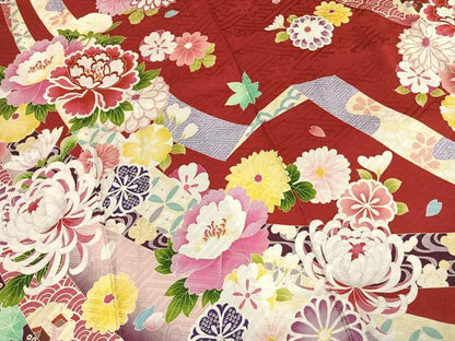 平和屋着物●豪華振袖　草花文　暈し染め　正絹　逸品　AABI1432fy