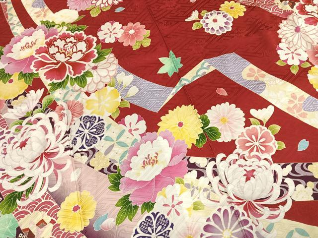 平和屋着物●豪華振袖　草花文　暈し染め　正絹　逸品　AABI1432fy