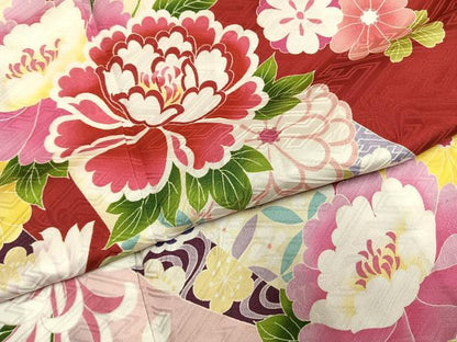 平和屋着物●豪華振袖　草花文　暈し染め　正絹　逸品　AABI1432fy