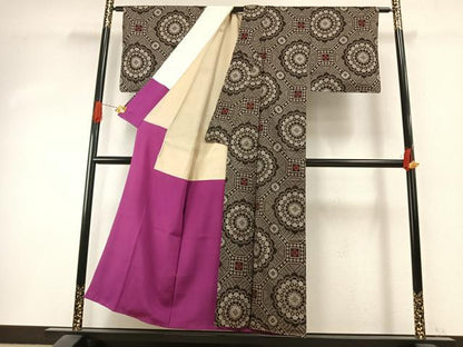 平和屋着物●本場大島紬　龍郷絣　正絹　逸品　AABI1436fy