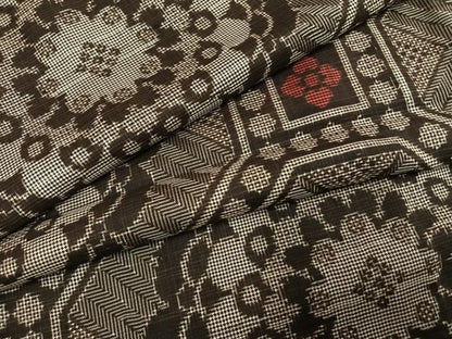 平和屋着物●本場大島紬　龍郷絣　正絹　逸品　AABI1436fy