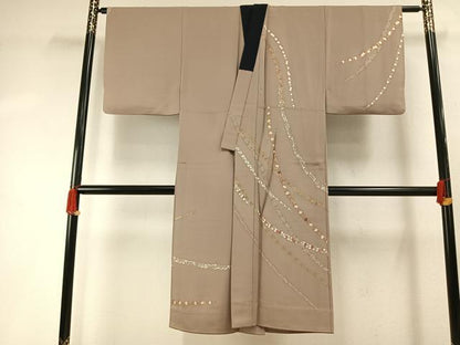 平和屋着物●男性　長襦袢　無双仕立て　友禅　刺繍　草花文　金糸　金彩　正絹　逸品　AABI1438fy