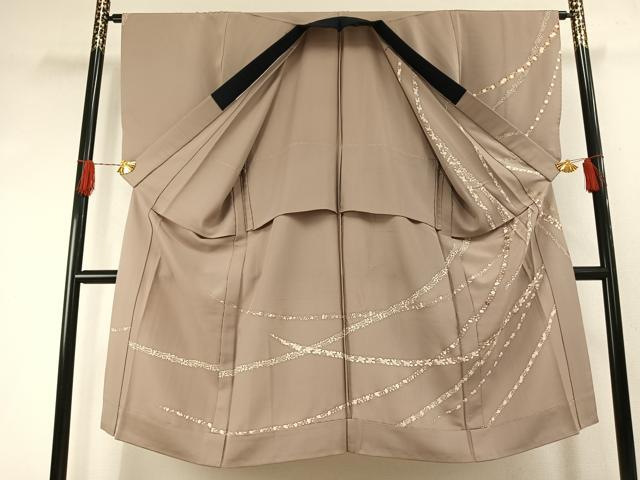 平和屋着物●男性　長襦袢　無双仕立て　友禅　刺繍　草花文　金糸　金彩　正絹　逸品　AABI1438fy