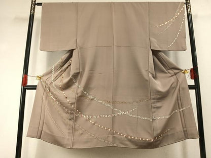 平和屋着物●男性　長襦袢　無双仕立て　友禅　刺繍　草花文　金糸　金彩　正絹　逸品　AABI1438fy