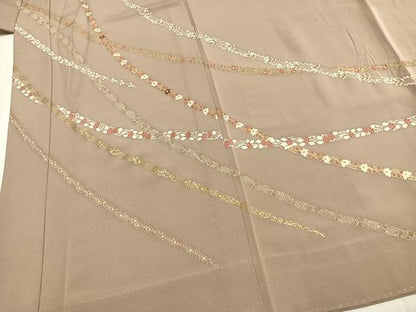 平和屋着物●男性　長襦袢　無双仕立て　友禅　刺繍　草花文　金糸　金彩　正絹　逸品　AABI1438fy