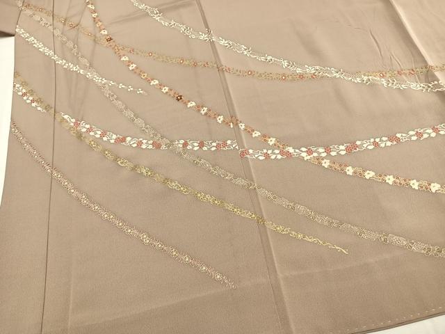 平和屋着物●男性　長襦袢　無双仕立て　友禅　刺繍　草花文　金糸　金彩　正絹　逸品　AABI1438fy