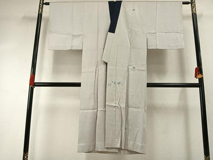 平和屋着物●男性　長襦袢　無双仕立て　刺繍　草花文　正絹　逸品　AABI1439fy