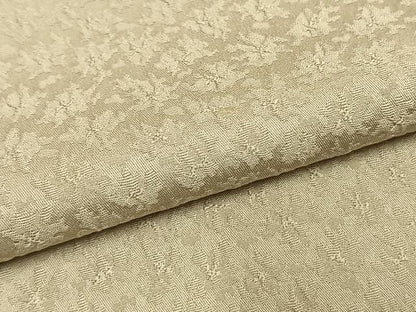 平和屋着物●上質な色無地　万雄彩　絞り　花尽くし地紋　練色　反端付き　正絹　逸品　AABI1441fy