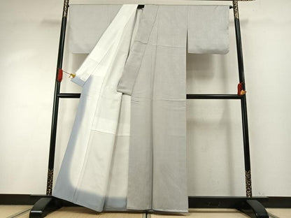 平和屋着物●洗える最高級着物　＜英＞はなぶさ謹製　色無地　網目地紋　灰黄緑色　洗える着物　AABI1445fy