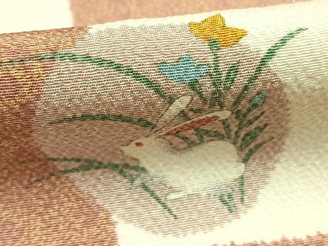 平和屋着物●上質な小紋　兎　市松文様　正絹　逸品　AABI1446fy