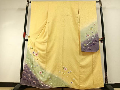 平和屋着物●豪華振袖　舞花文　暈し染め　正絹　逸品　AABI1448fy