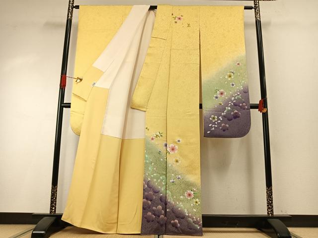 平和屋着物●豪華振袖　舞花文　暈し染め　正絹　逸品　AABI1448fy