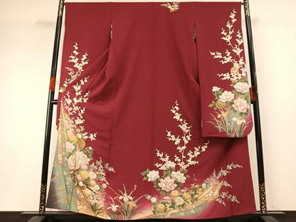 平和屋着物●豪華振袖　駒刺繍　草花毬文　暈し染め　金彩　正絹　逸品　AABI1450fy