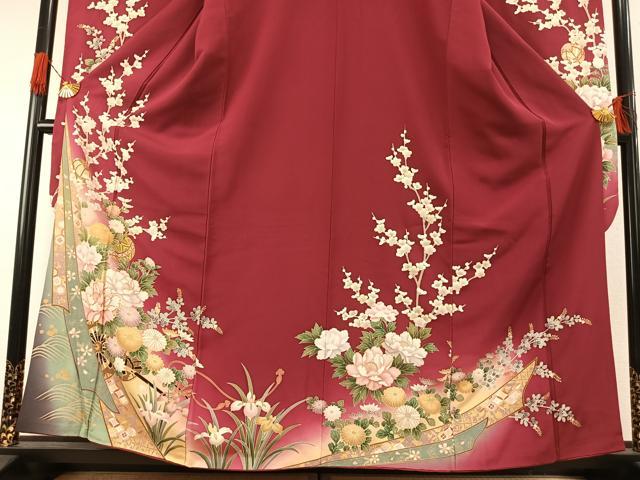平和屋着物●豪華振袖　駒刺繍　草花毬文　暈し染め　金彩　正絹　逸品　AABI1450fy